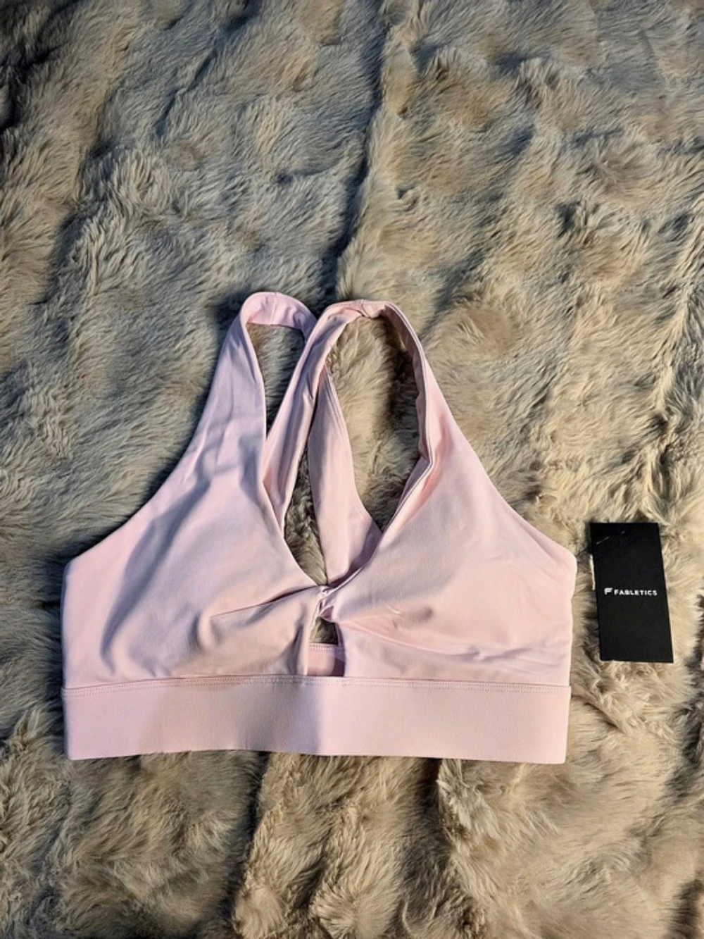 Fabletics Oasis Twist-Front Sports Bra Pink Large